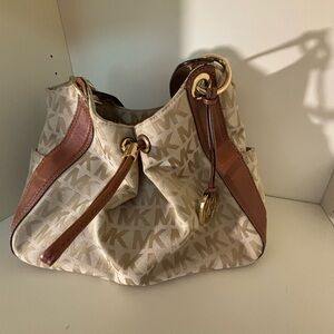 Michael Kors Brown and Cream Shoulder Bag